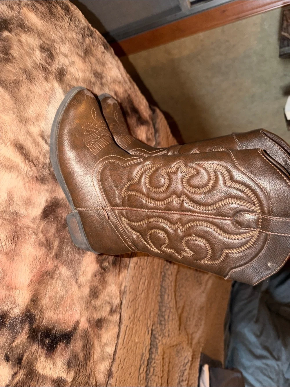 Brown Embroidered Western Cowgirl Boots-Toddler 13